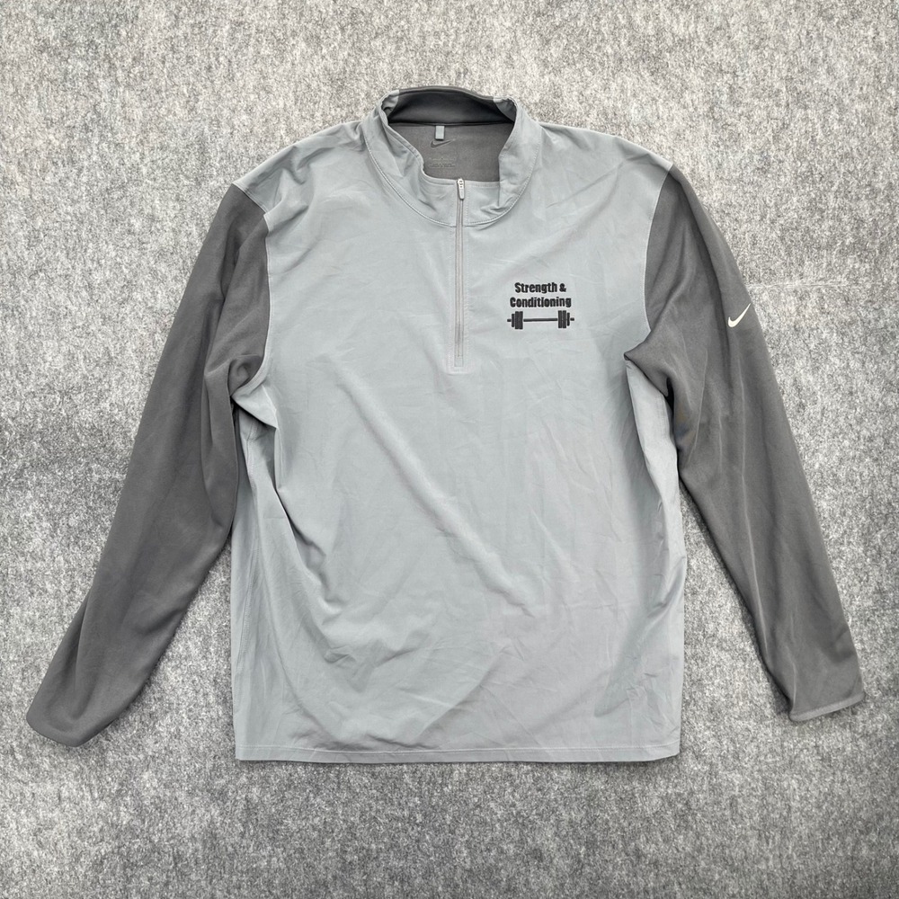 Nike Pullover Mens Large Dri-FIT Quarter Zip Pullover Grey Golf